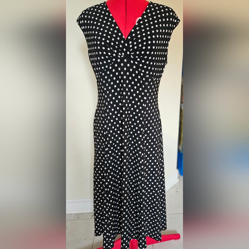 Chaps Black and White Ruched Wrap Sheath Dress